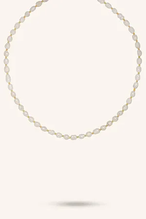 ALMYNOMA - Γυναικείο κολιέ Moon Pearls Gold