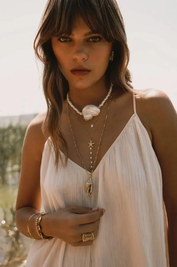 ALMYNOMA - Γυναικείο κολιέ Marella Shell Gold